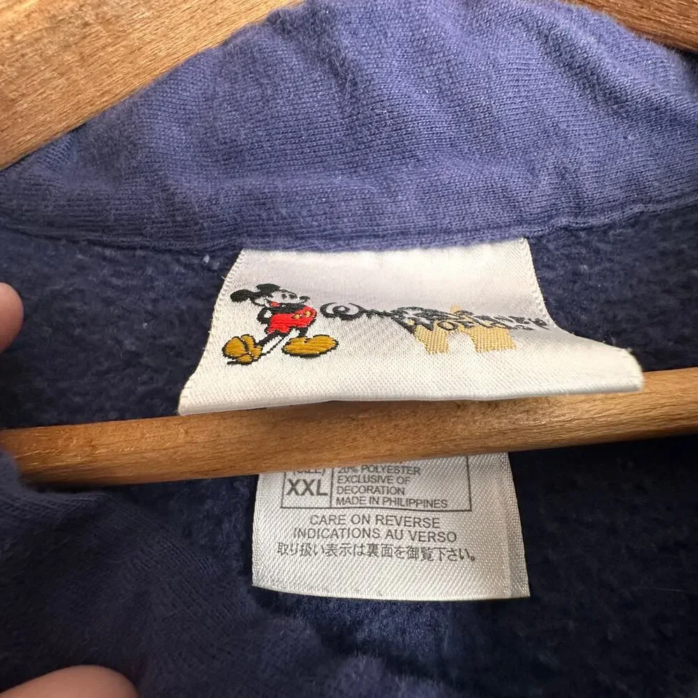 Disney World Mickey Mouse Navy Quarter‎ Zip Fleece Sweatshirt XXL Disney Parks